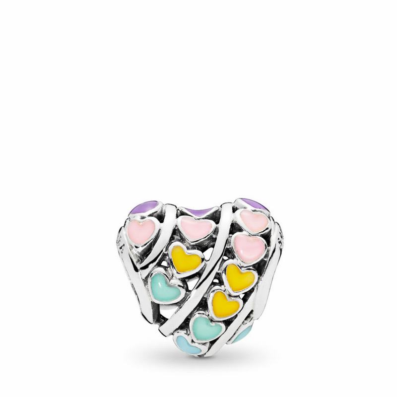 Pandora Rainbow Hearts Charm Ireland - Sterling Silver/Enamel/Blue - 401852UIQ